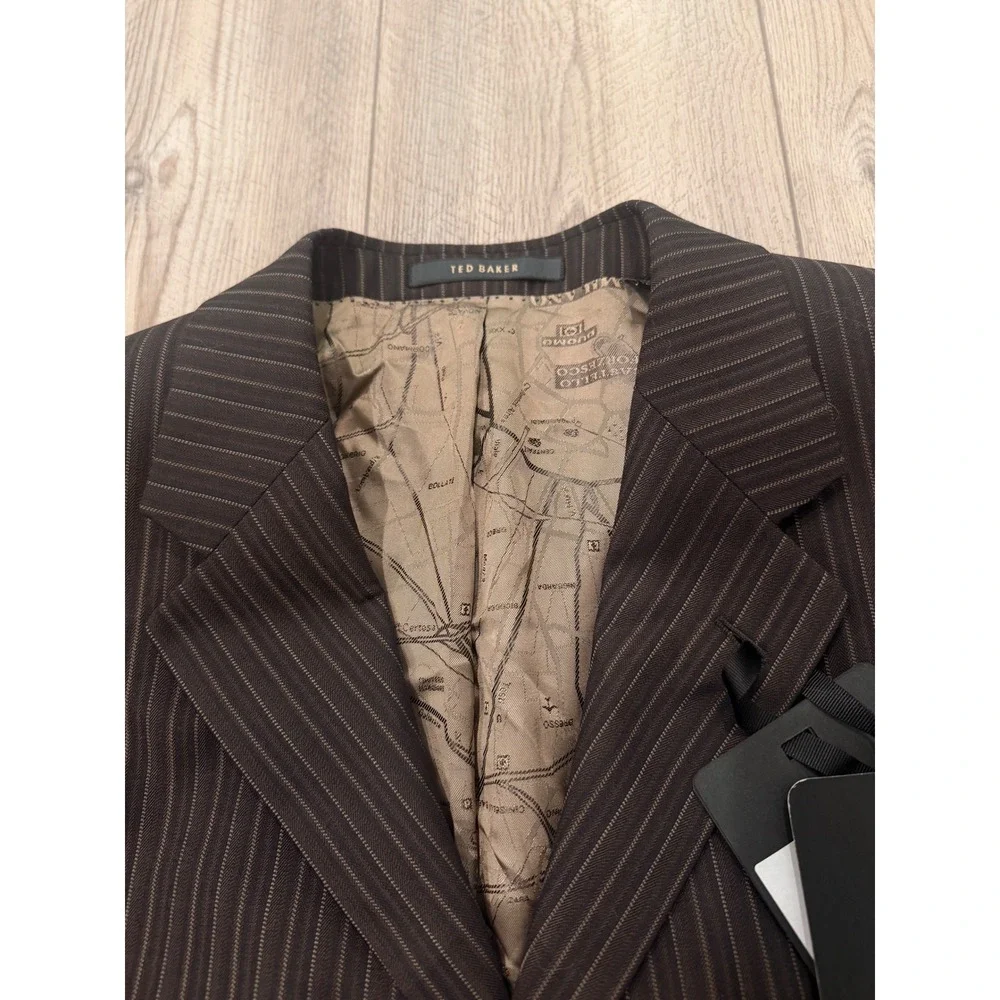 Ted Baker Endurance Mens Brown Pinstripe Wool‎ Cashmere Suit Jacket Blazer NWT